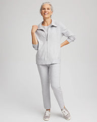 Chico's Outlet Frosted Gray Heather Zenergy® Luxe Diamante Zip Cardigan