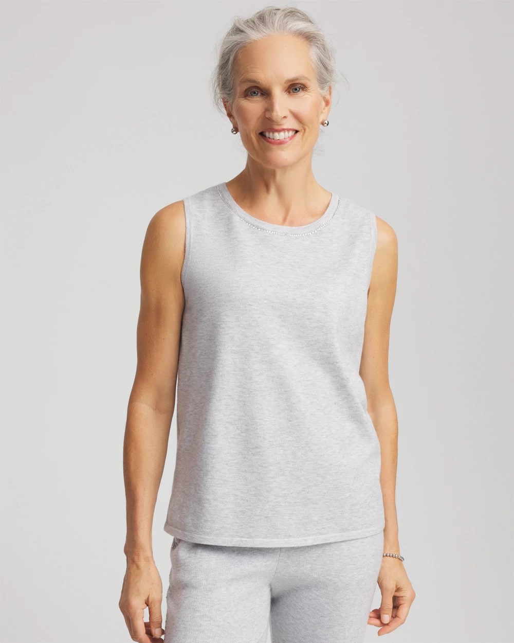 Chico's On Sale Frosted Gray Heather Zenergy® Luxe Diamante Tank