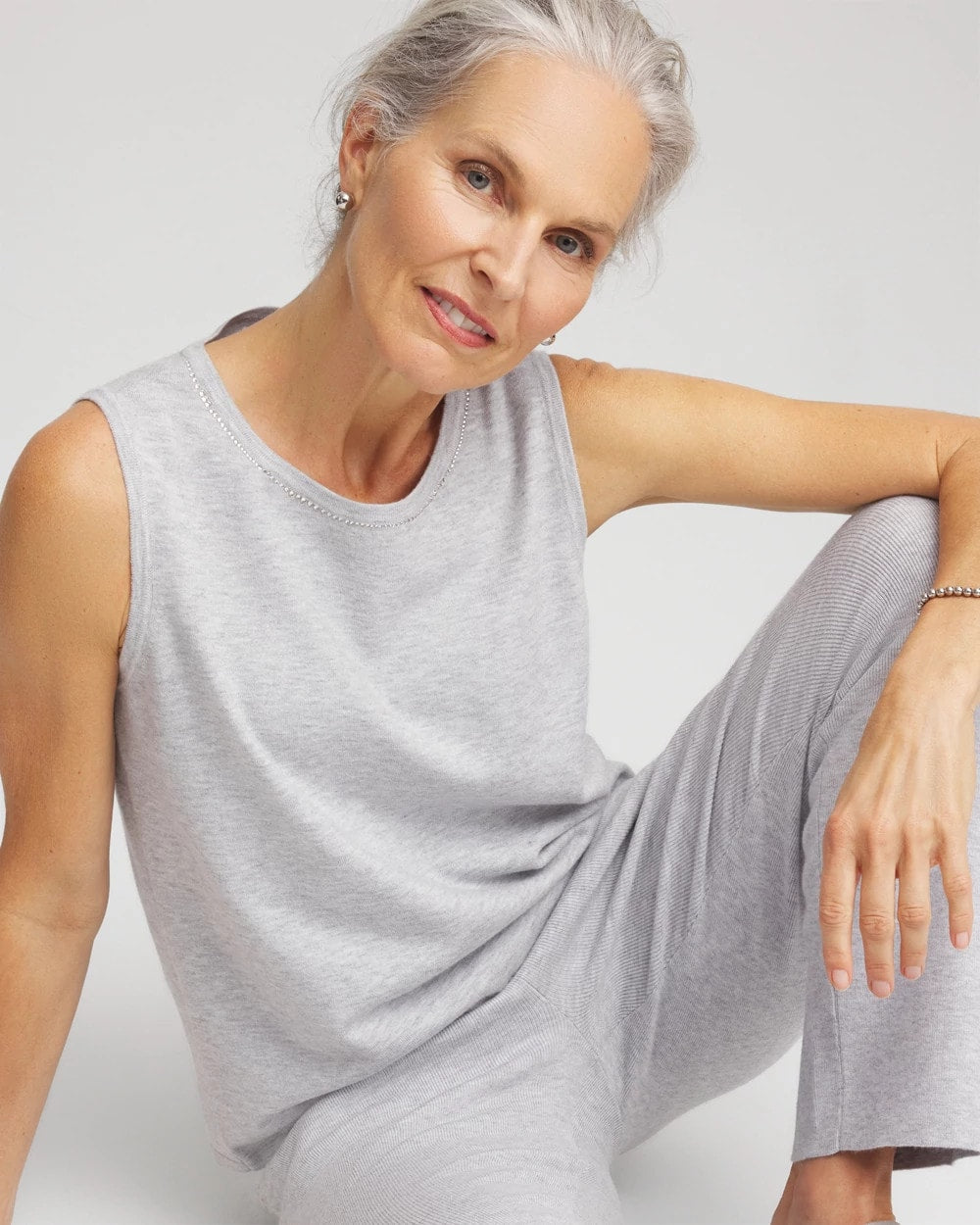 Chico's On Sale Frosted Gray Heather Zenergy® Luxe Diamante Tank