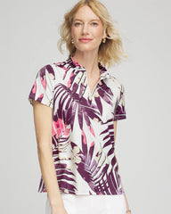 Chico's For Sale Violet Aura Zenergy® UPF Ruffle-Neck Polo