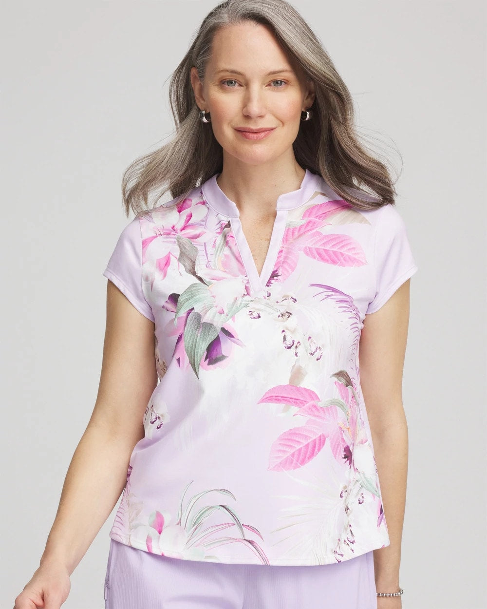 Chico's Online Violet Aura Zenergy® UPF Floral Polo