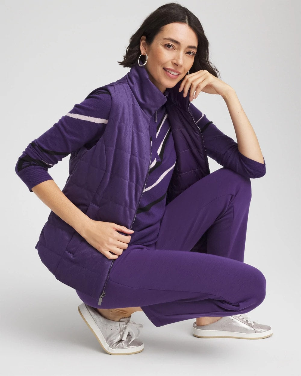 Chico's Sale Purple Elixir Zenergy® Reversible Velvet Puffer Vest
