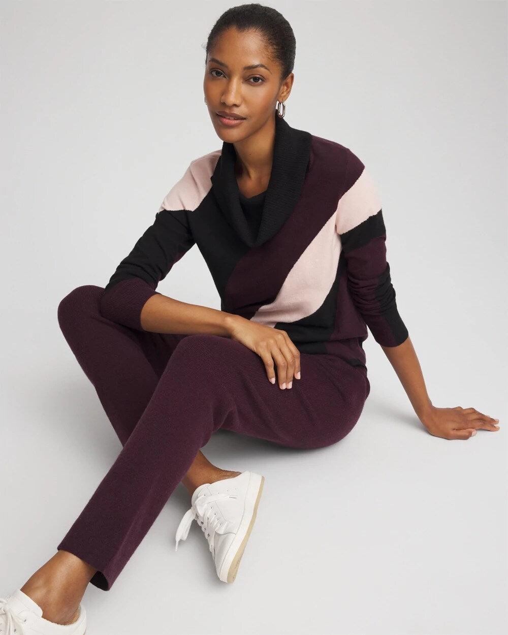 Chico's On Sale Night Bloom Zenergy® Luxe Intarsia Cowlneck Top