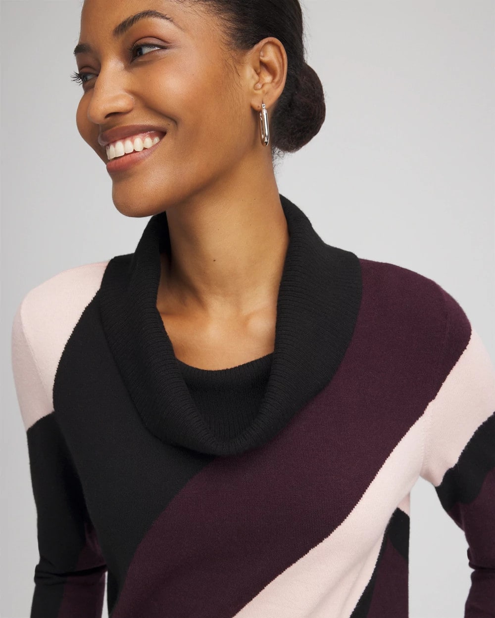 Chico's On Sale Night Bloom Zenergy® Luxe Intarsia Cowlneck Top