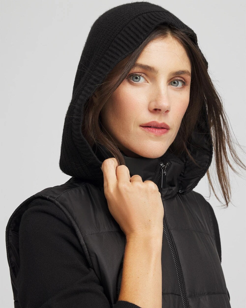 Chico's For Sale Black Zenergy® Quilted Hooded Vest