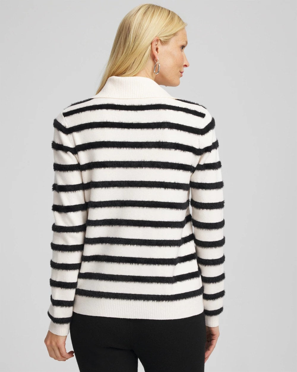 Chico's Discount Black Zenergy® Luxe Eyelash Striped Sweater