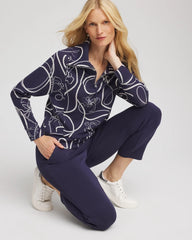 Chico's For Sale Passport Blue Zenergy® Soft Melody Half-Zip Top
