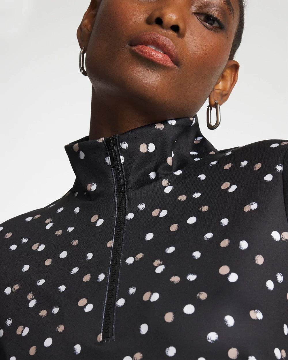 Chico's Sale Studio Taupe Zenergy® UPF Spotted Half Zip