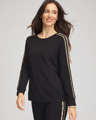 Chico's Outlet Black Zenergy® Lattice-Trim Pullover Top