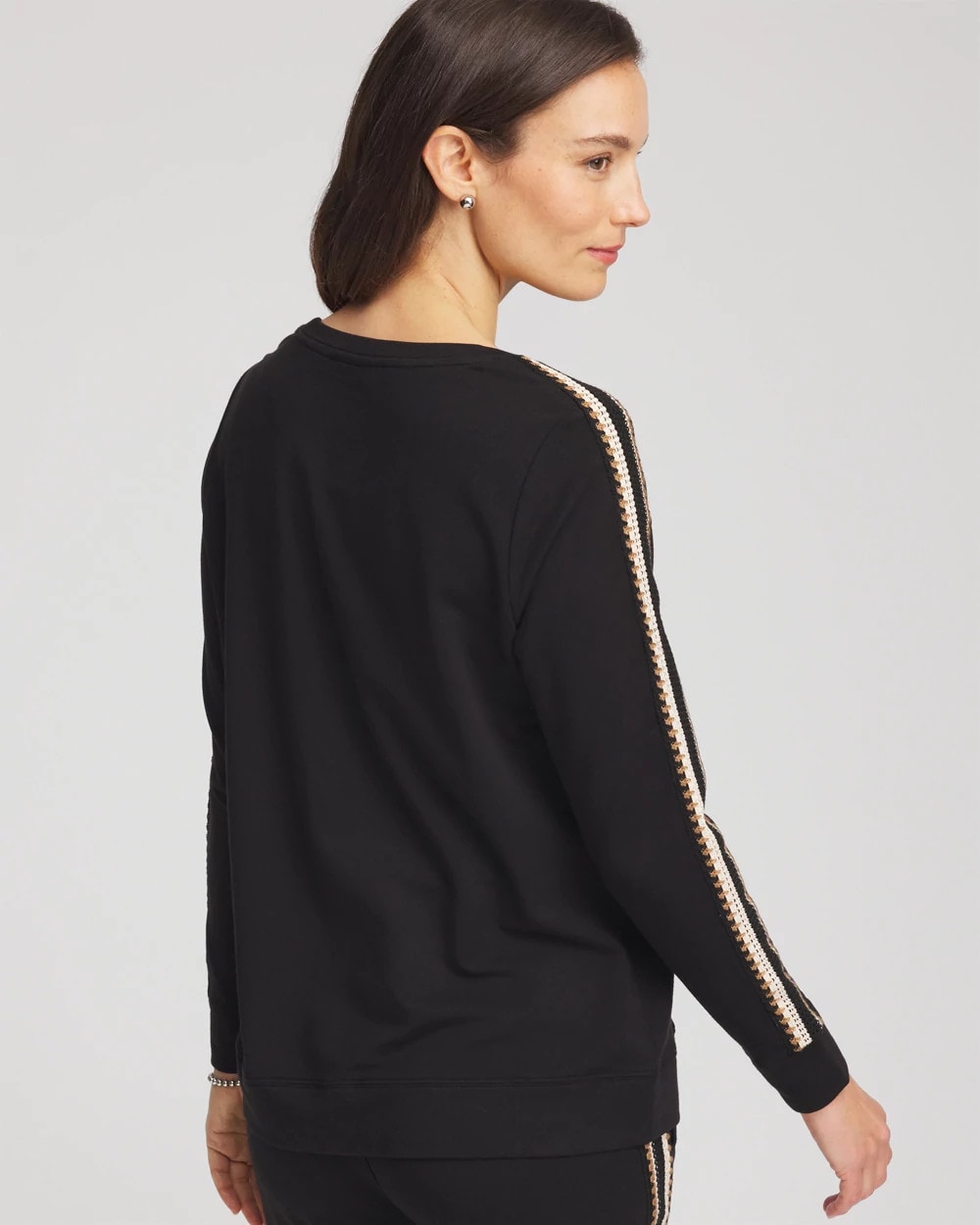 Chico's Outlet Black Zenergy® Lattice-Trim Pullover Top