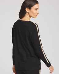 Chico's Outlet Black Zenergy® Lattice-Trim Pullover Top