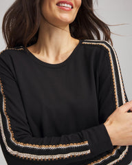 Chico's Outlet Black Zenergy® Lattice-Trim Pullover Top