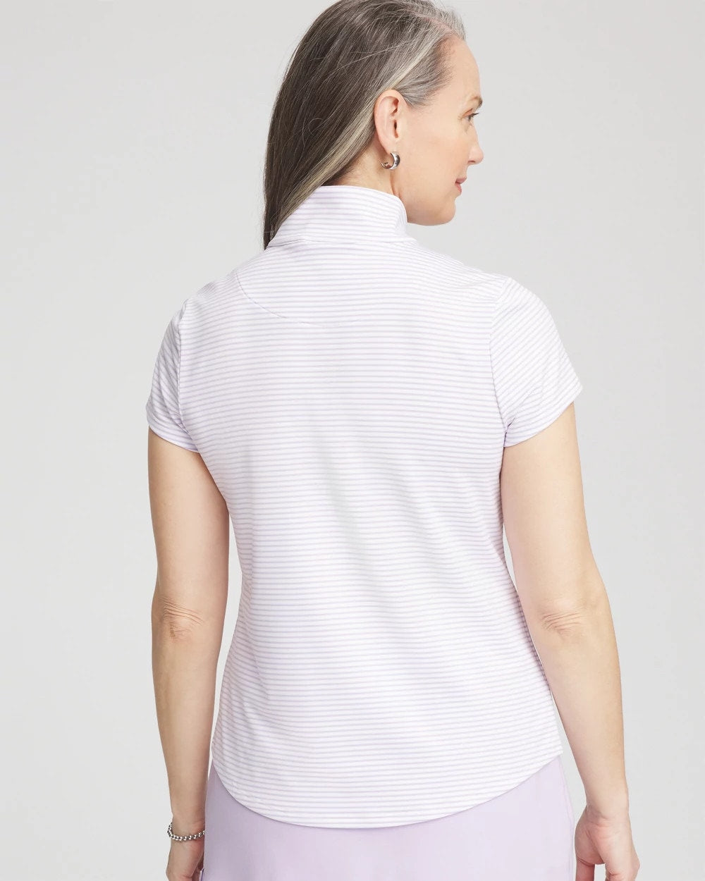 Chico's For Sale Violet Aura Zenergy® Striped UPF Short-Sleeve Top