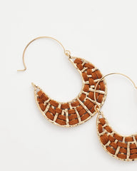 Chico's Discount Neutral Leather Half-Moon Hoop Earrings
