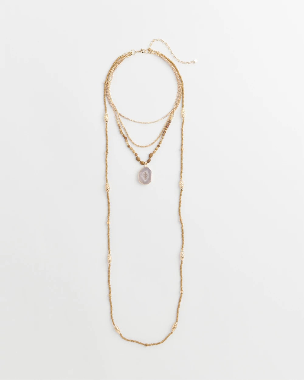 Chico's Outlet Neutral Convertible Agate Pendant Necklace