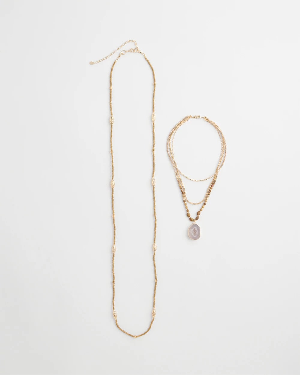 Chico's Outlet Neutral Convertible Agate Pendant Necklace
