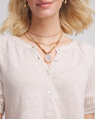 Chico's Outlet Neutral Convertible Agate Pendant Necklace