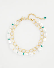 Chico's On Sale Pearl Pearlescent Goldtone Collar Necklace