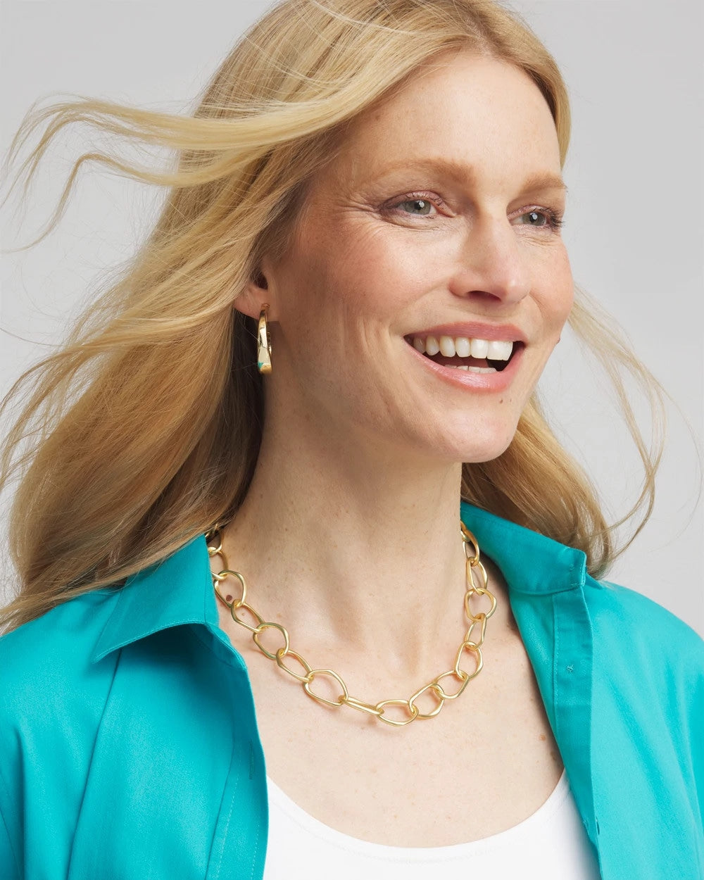 Chico's On Sale Pearl Pearlescent Goldtone Collar Necklace