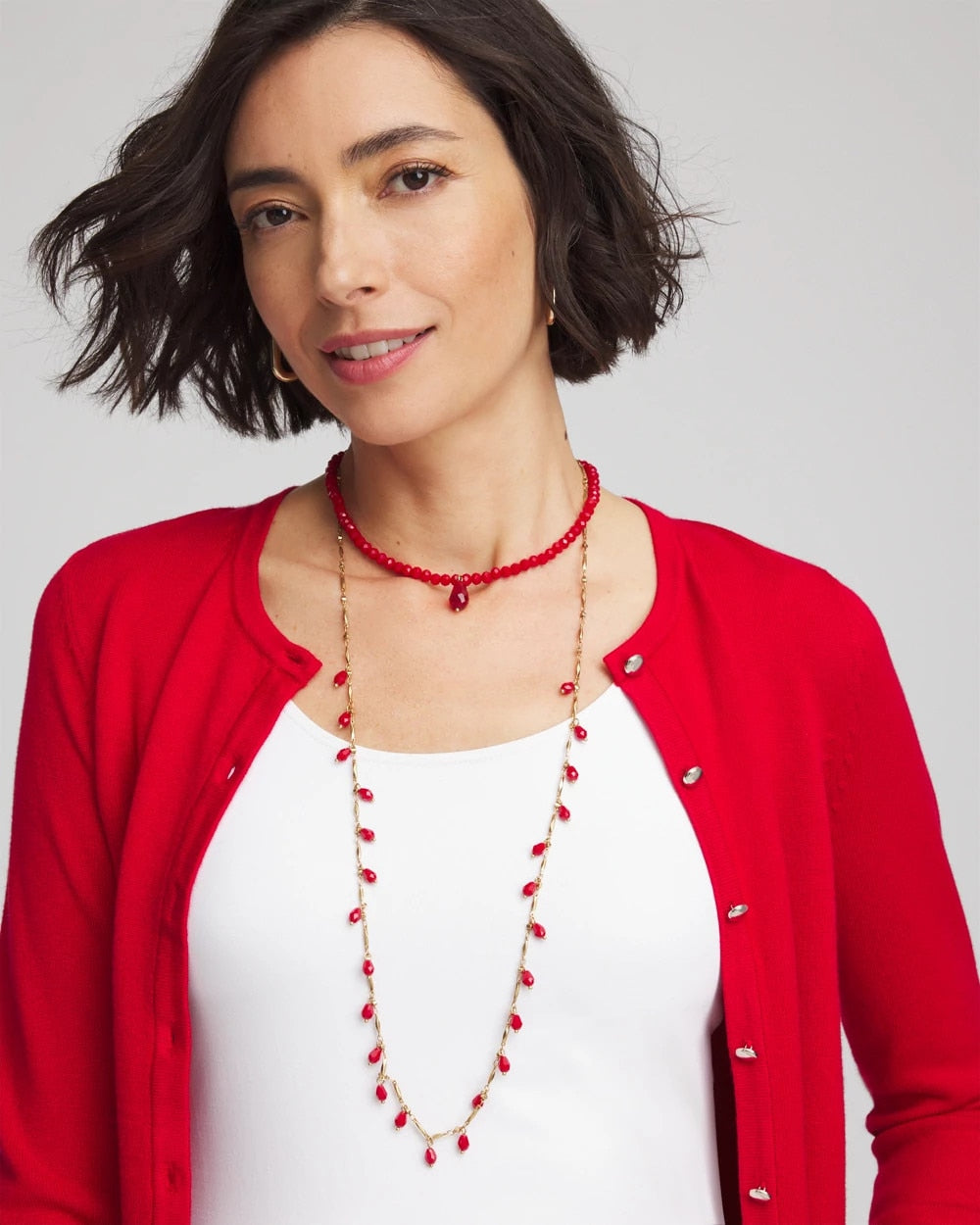 Chico's Sale Red Convertible Red Necklace