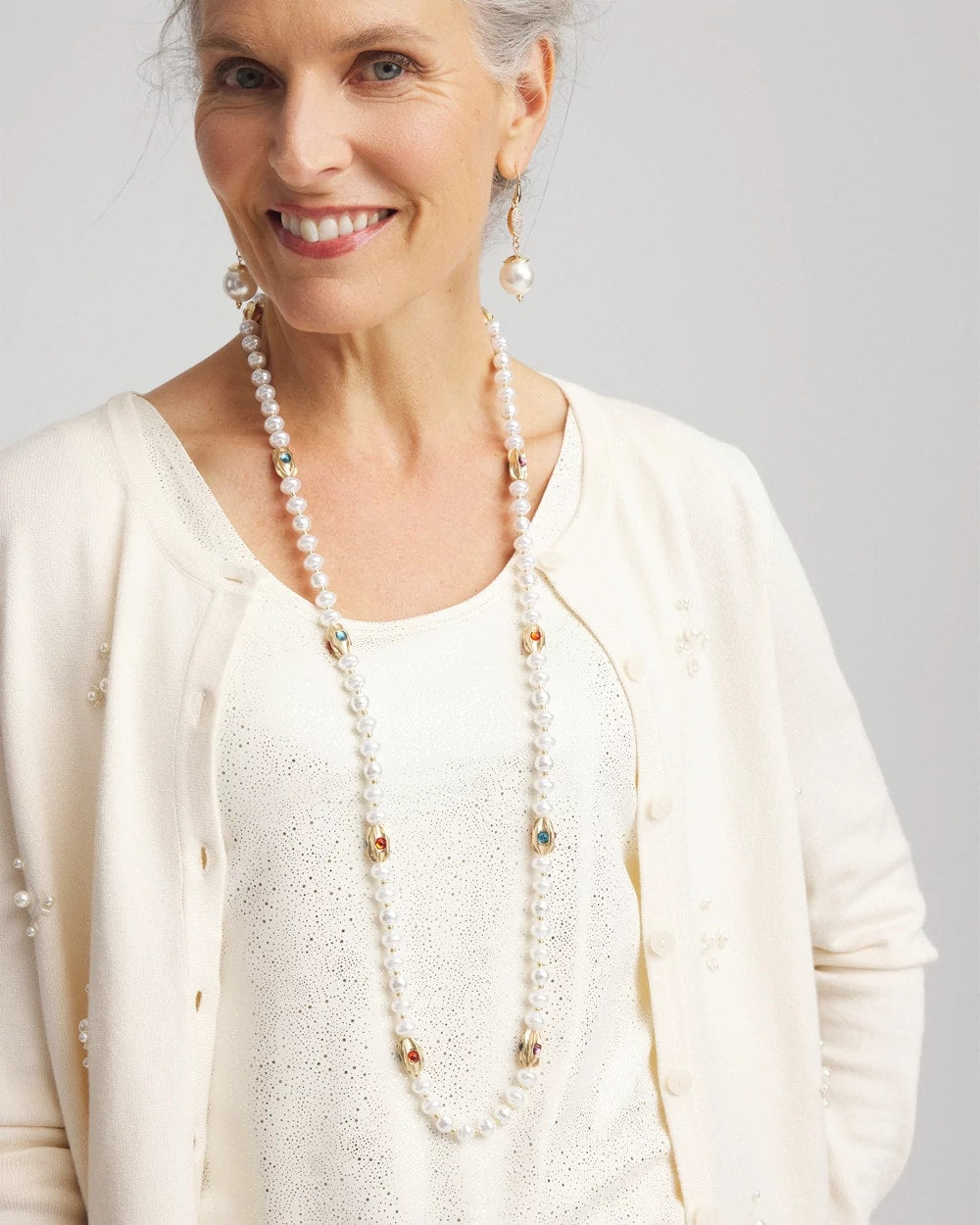 Chico's Outlet Pearl Goldtone Faux Pearl Single-Strand Necklace
