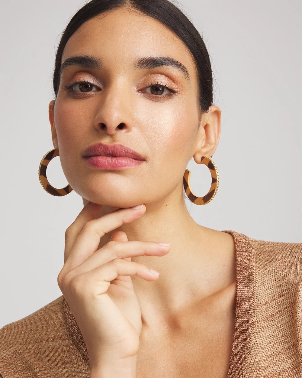 Chico's For Sale Neutral Animal Wood Hoop Earrings