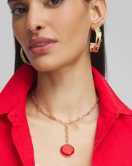 Chico's Online Red Convertible Beaded Pendant Necklace