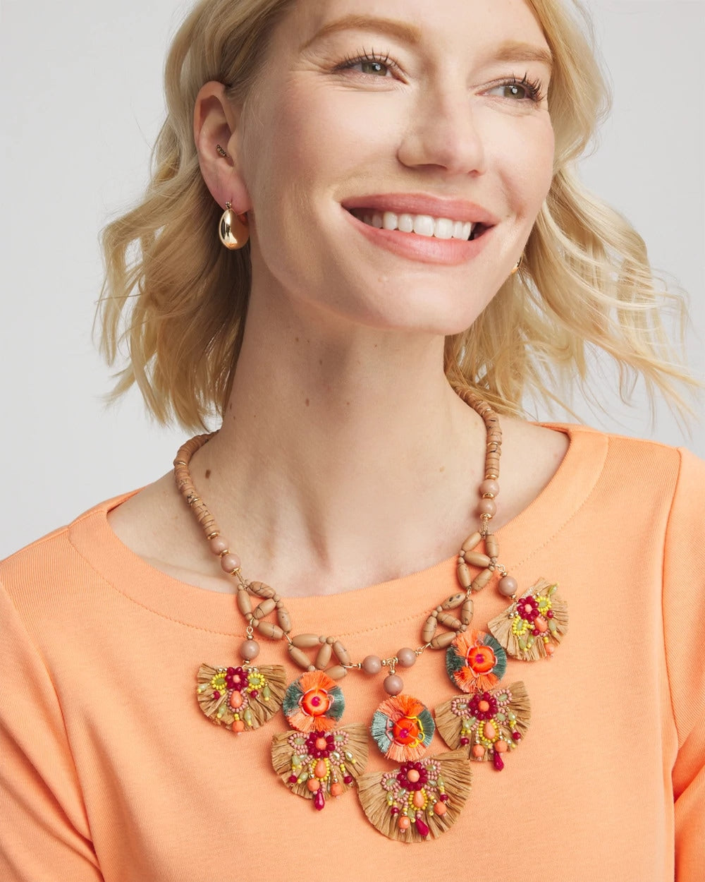 Chico's Outlet Multi Tropical Floral Bib Necklace