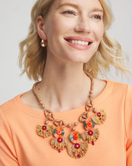 Chico's Outlet Multi Tropical Floral Bib Necklace