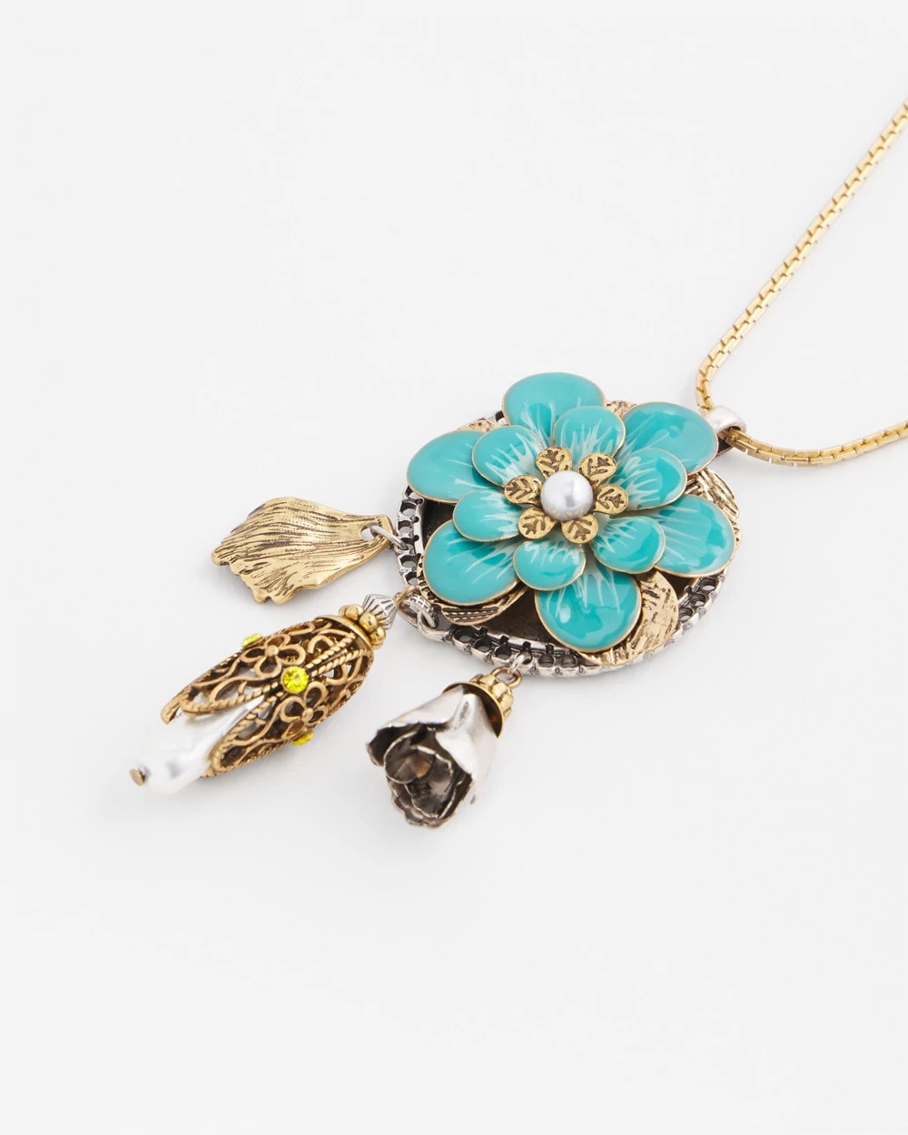 Chico's On Sale Multi Adjustable Flower Charm Pendant Necklace