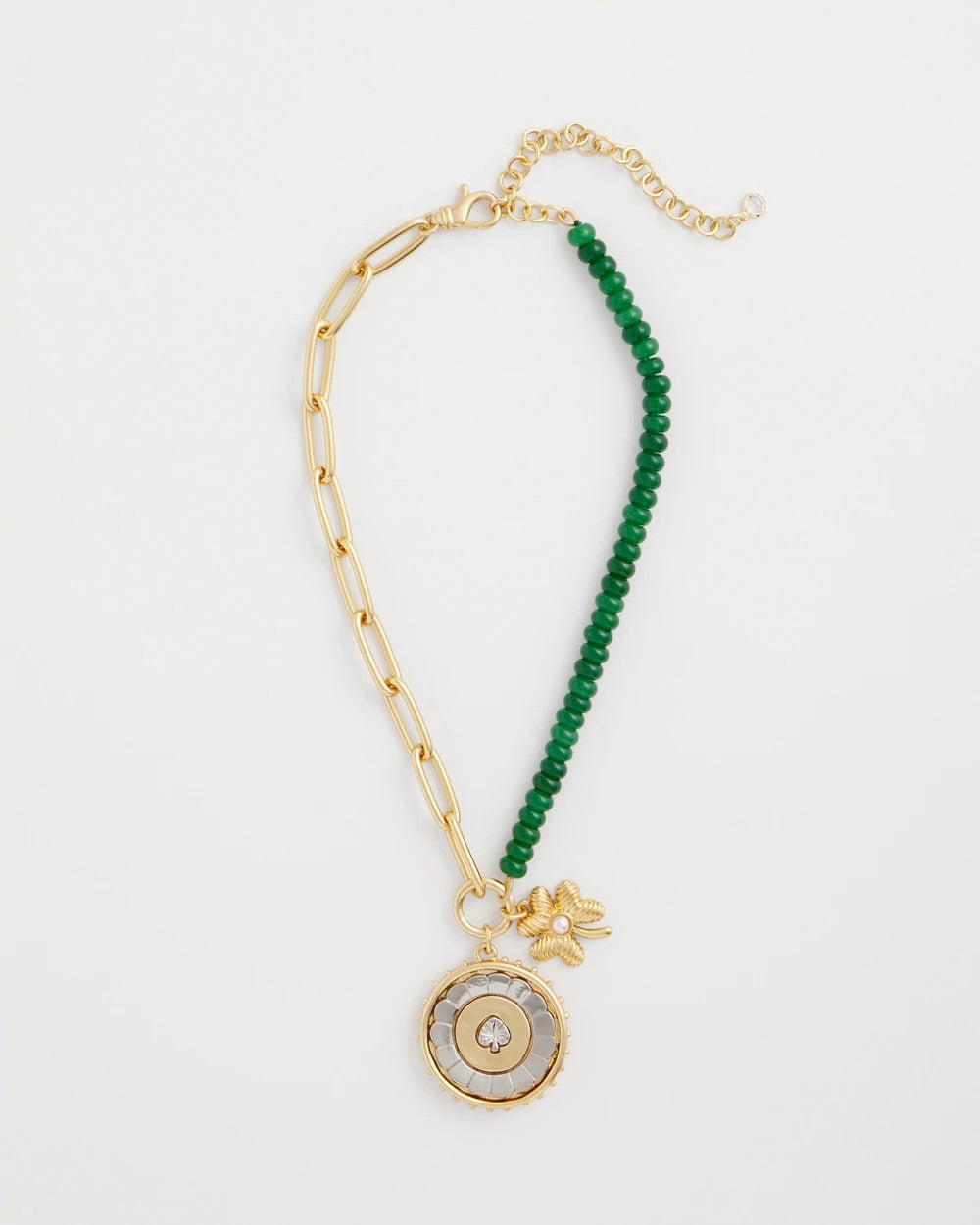 Chico's Online Green Short Clover Pendant Necklace