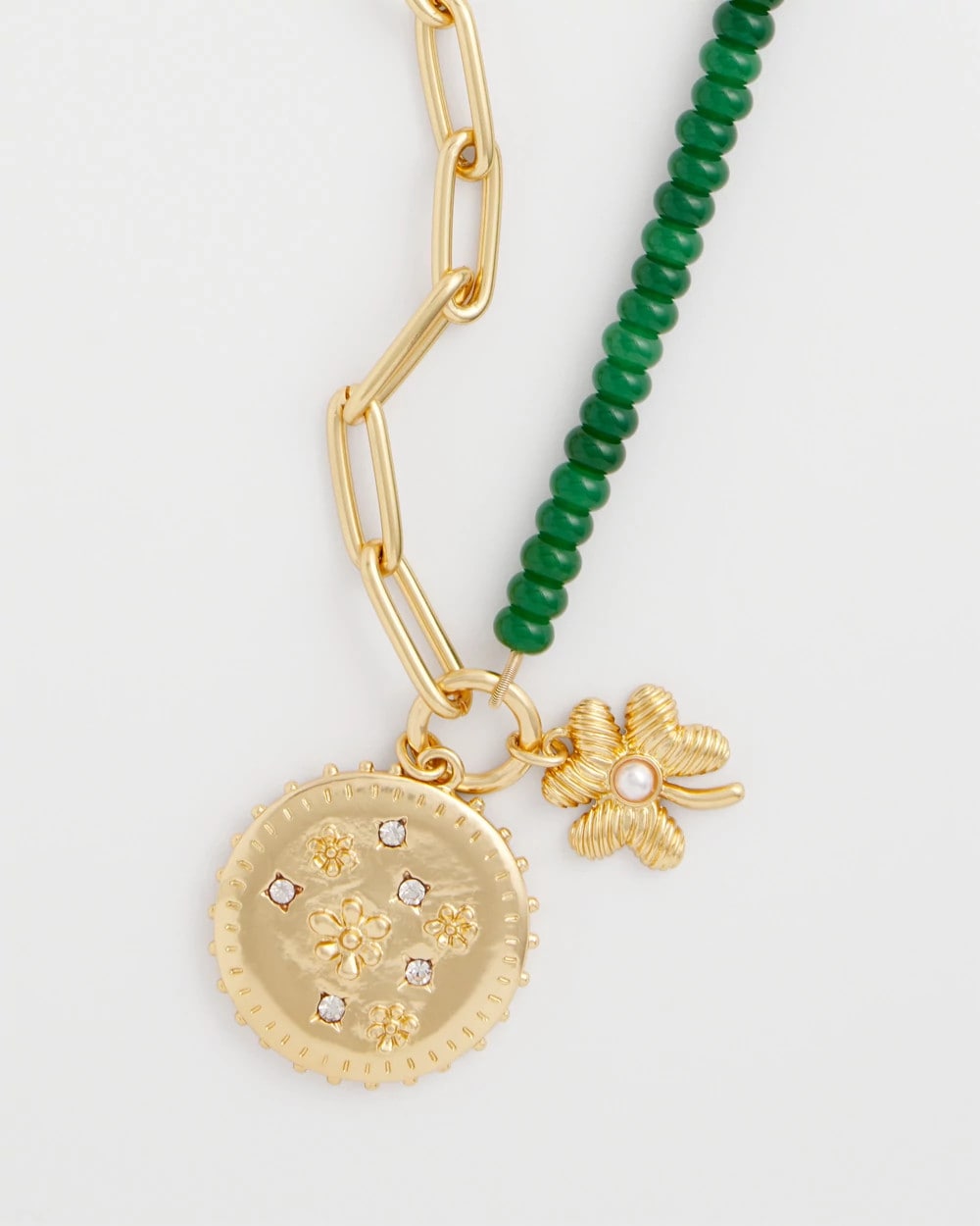 Chico's Online Green Short Clover Pendant Necklace