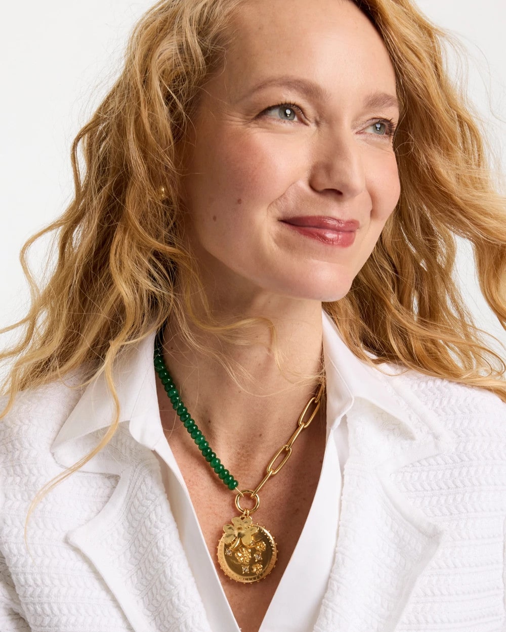 Chico's Online Green Short Clover Pendant Necklace