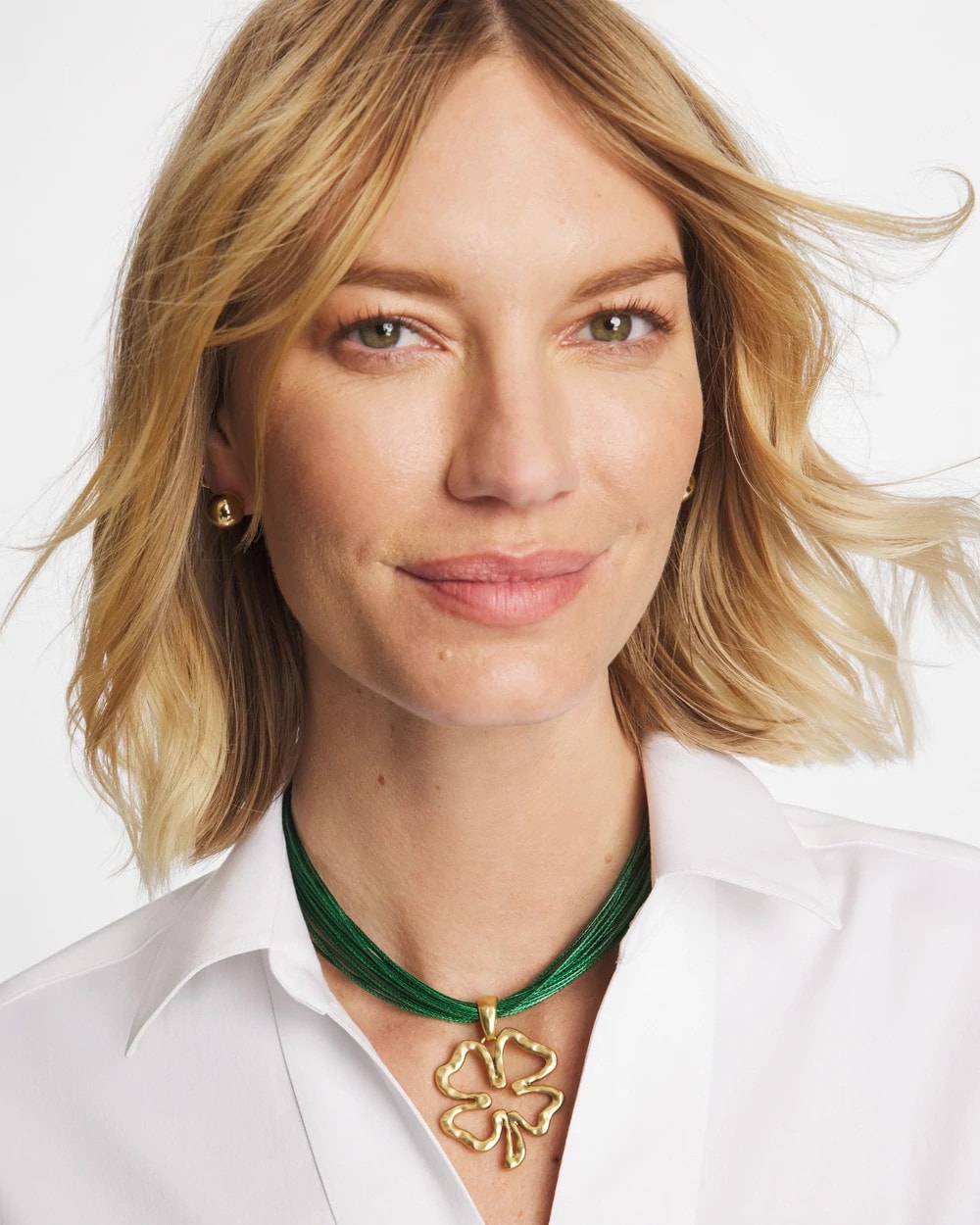 Chico's Discount Green Clover Pendant Necklace