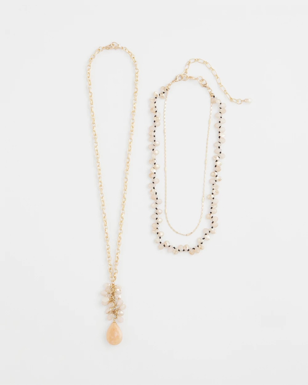Chico's Online Pale Pink Convertible Rose Quartz Pendant Necklace