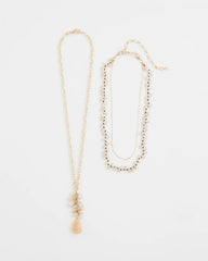 Chico's Online Pale Pink Convertible Rose Quartz Pendant Necklace