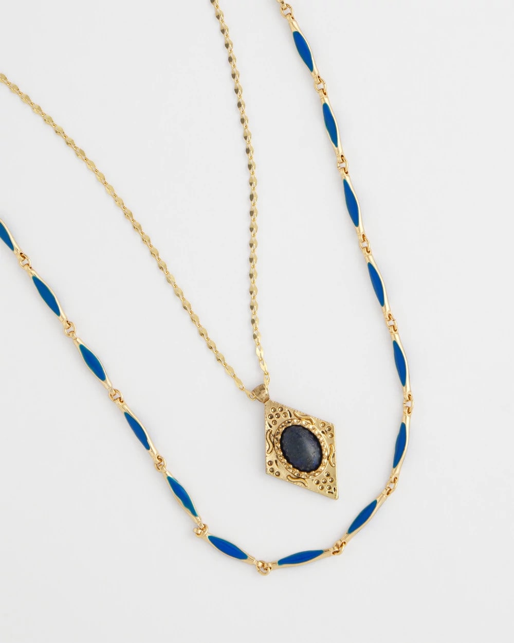 Chico's Outlet Blue Double-Strand Sodalite Pendant Necklace