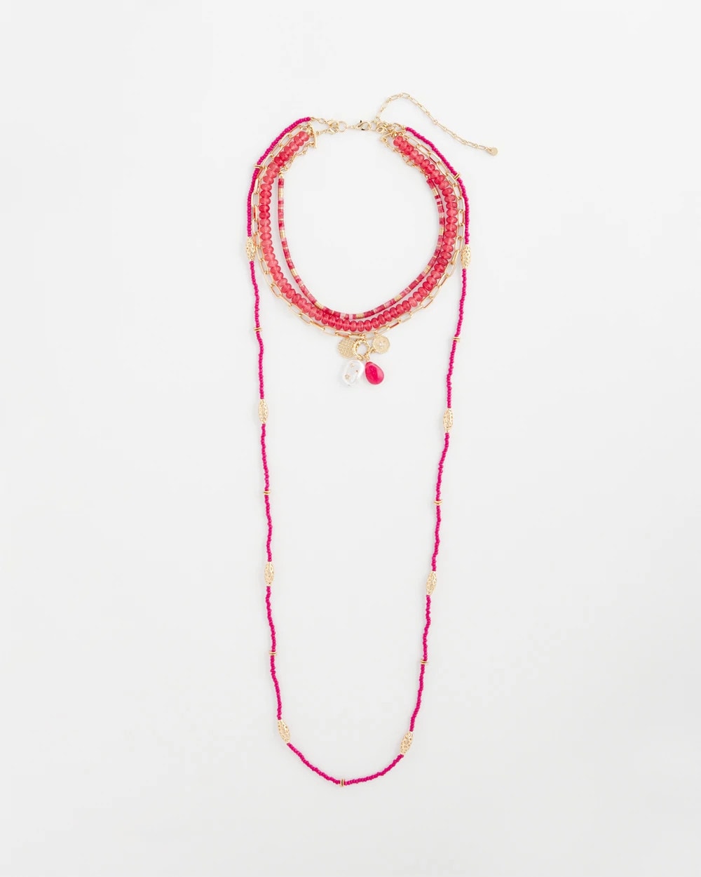Chico's Sale Pink Convertible Beaded Pendant Necklace