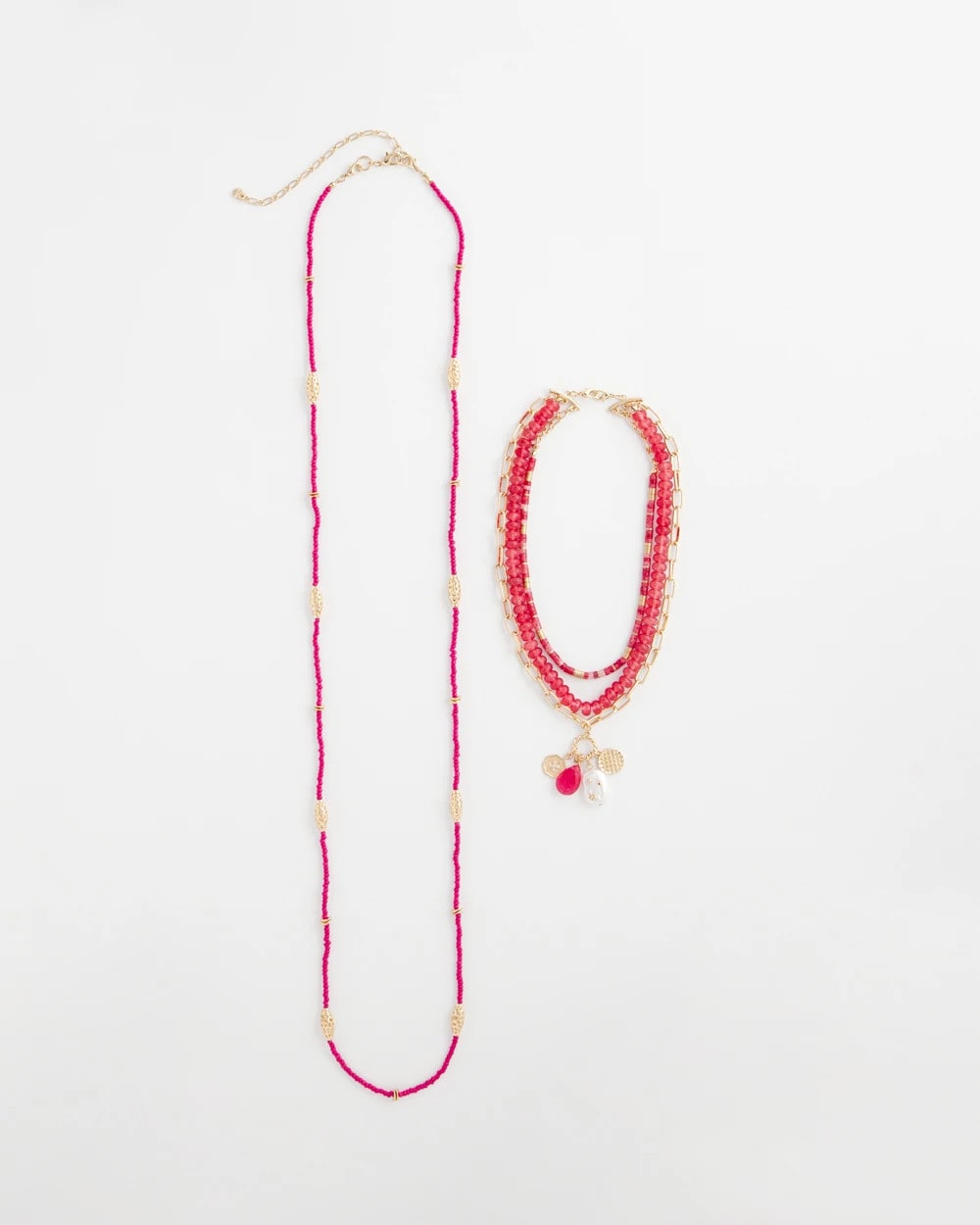 Chico's Sale Pink Convertible Beaded Pendant Necklace