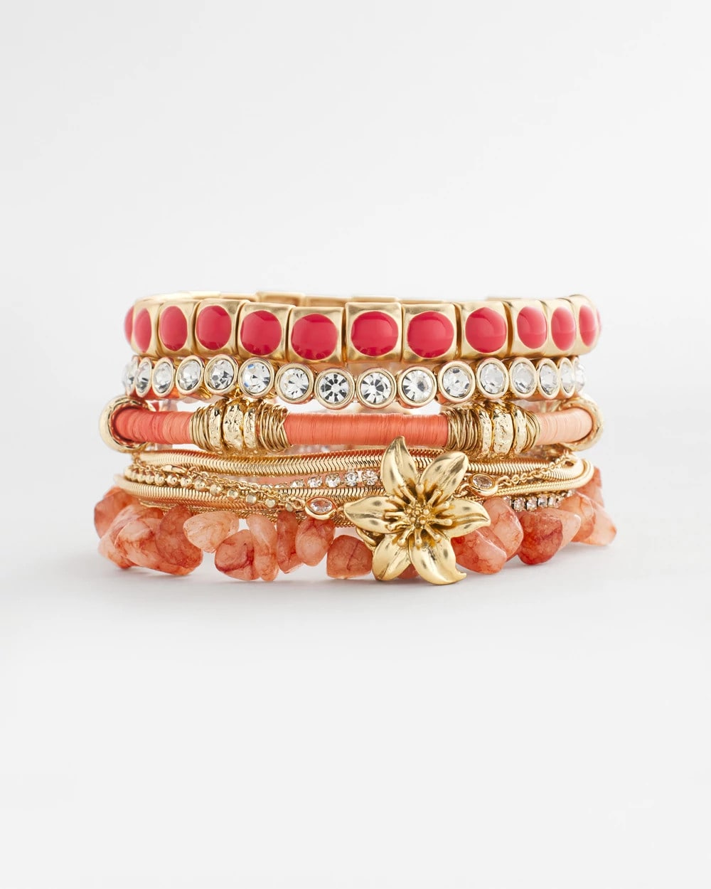 Chico's On Sale Orange Bold Orange Goldtone Stretch Bracelet