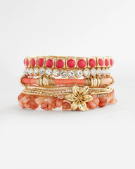 Chico's On Sale Orange Bold Orange Goldtone Stretch Bracelet