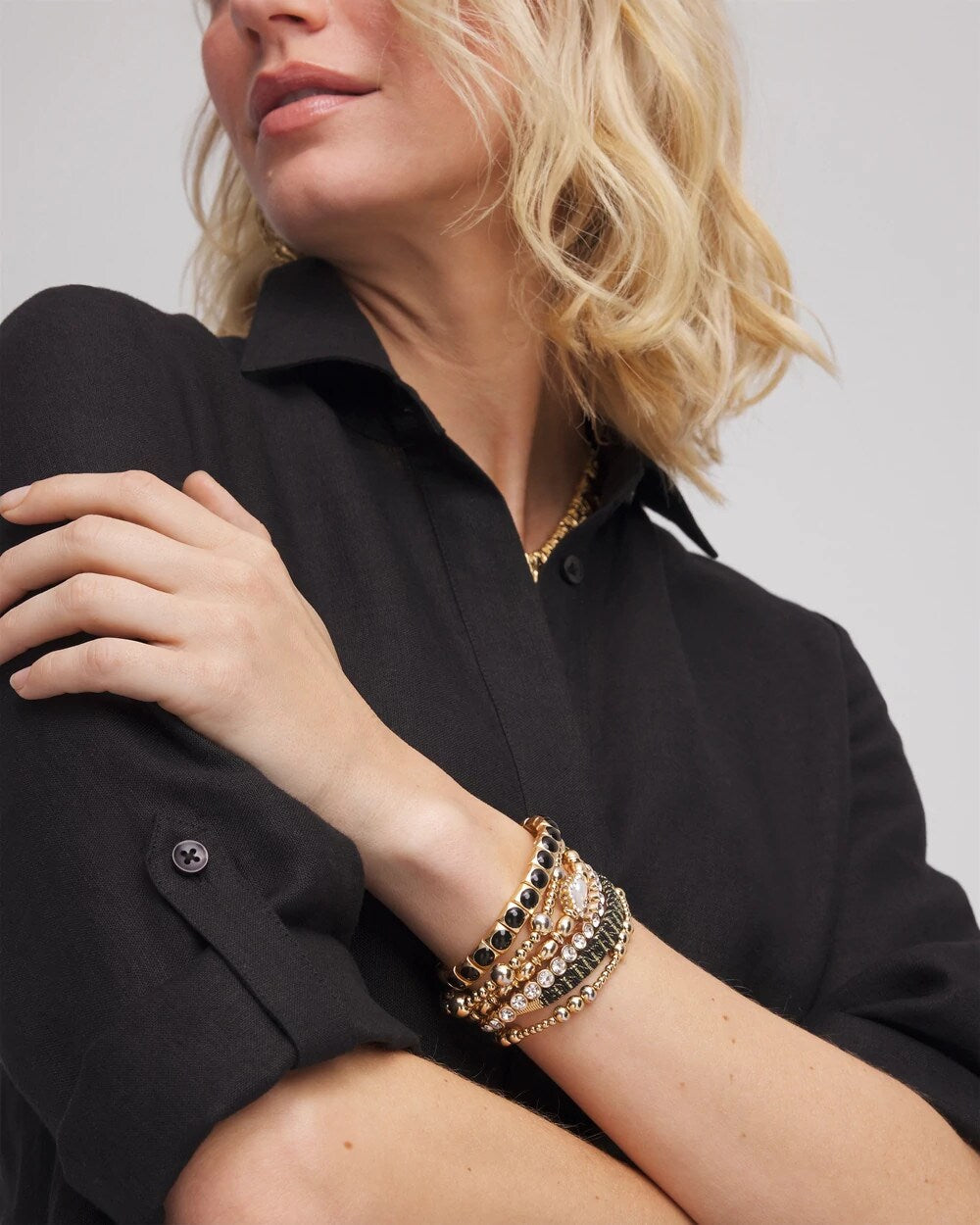 Chico's For Sale Black/Gold Thread Wrapped Cuff Bracelet