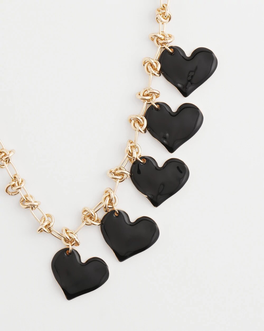 Chico's Discount Black Black Heart Drop Off Necklace