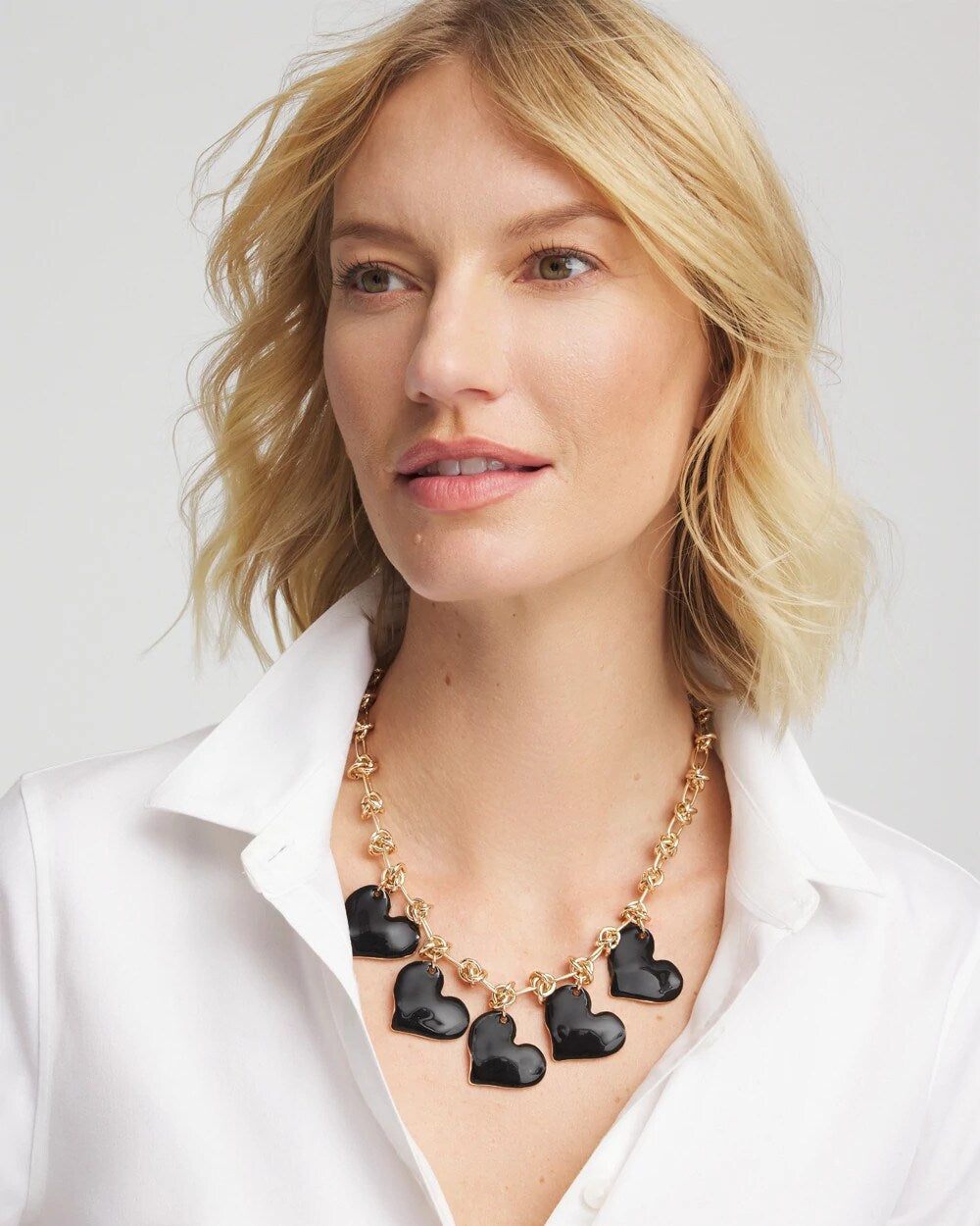 Chico's Discount Black Black Heart Drop Off Necklace