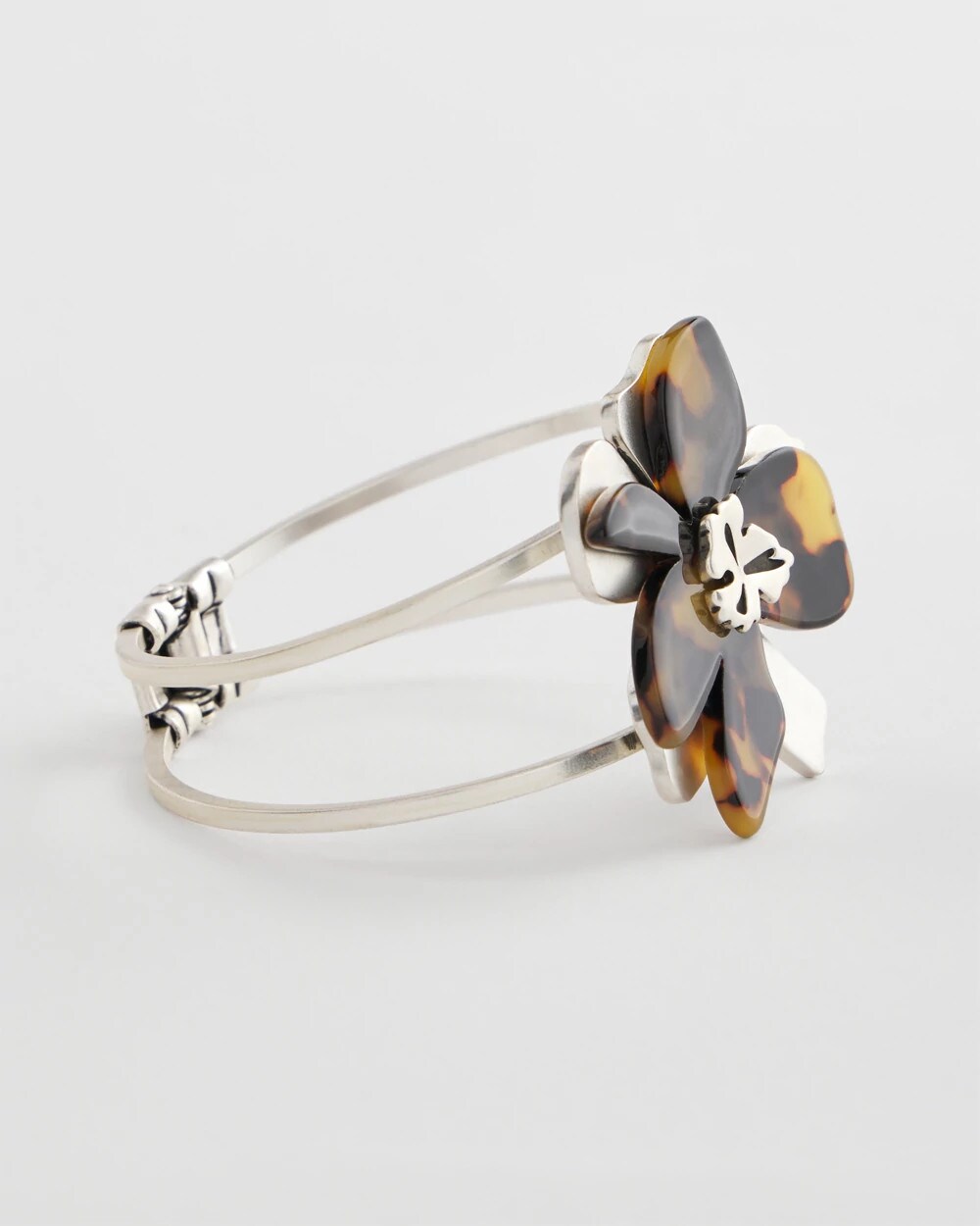 Chico's On Sale Neutral Tortoise Floral Hinge Bracelet