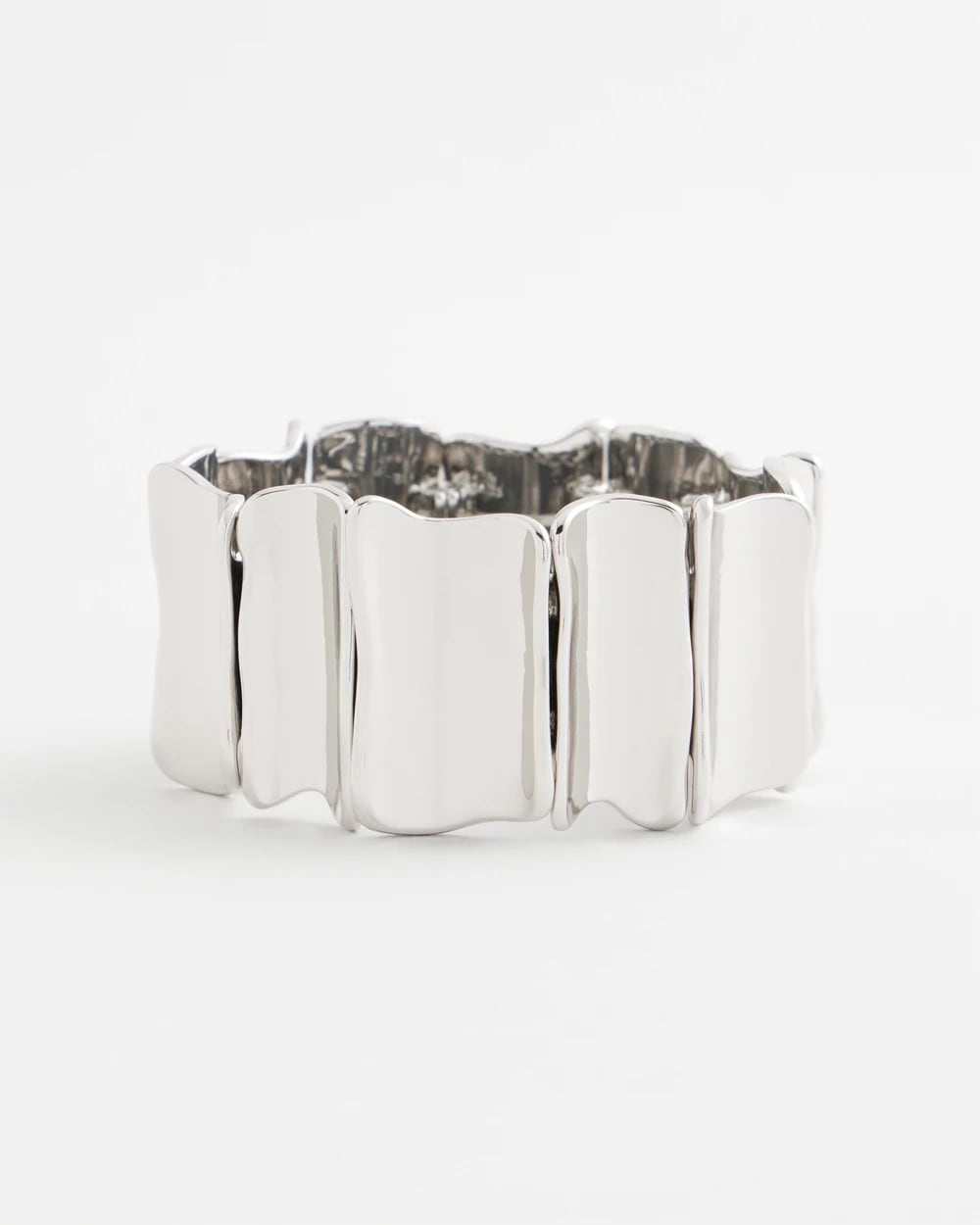 Chico's Sale Silver Silvertone Wave Stretch Cuff Bracelet