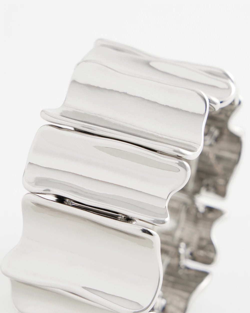 Chico's Sale Silver Silvertone Wave Stretch Cuff Bracelet