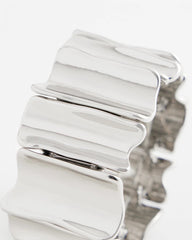 Chico's Sale Silver Silvertone Wave Stretch Cuff Bracelet