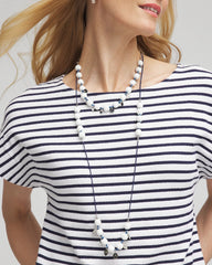 Chico's On Sale Blue And White Convertible White Stone Necklace