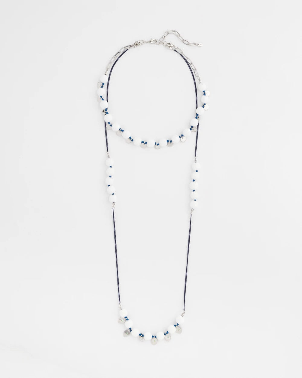 Chico's On Sale Blue And White Convertible White Stone Necklace
